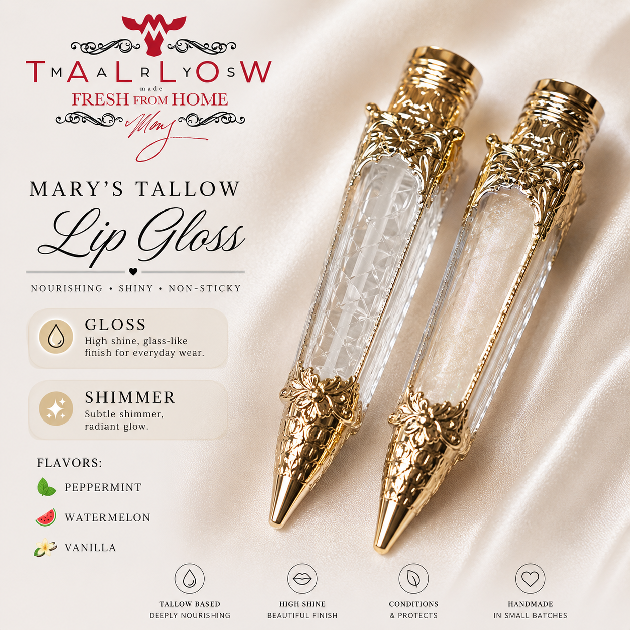 Tallow lip gloss