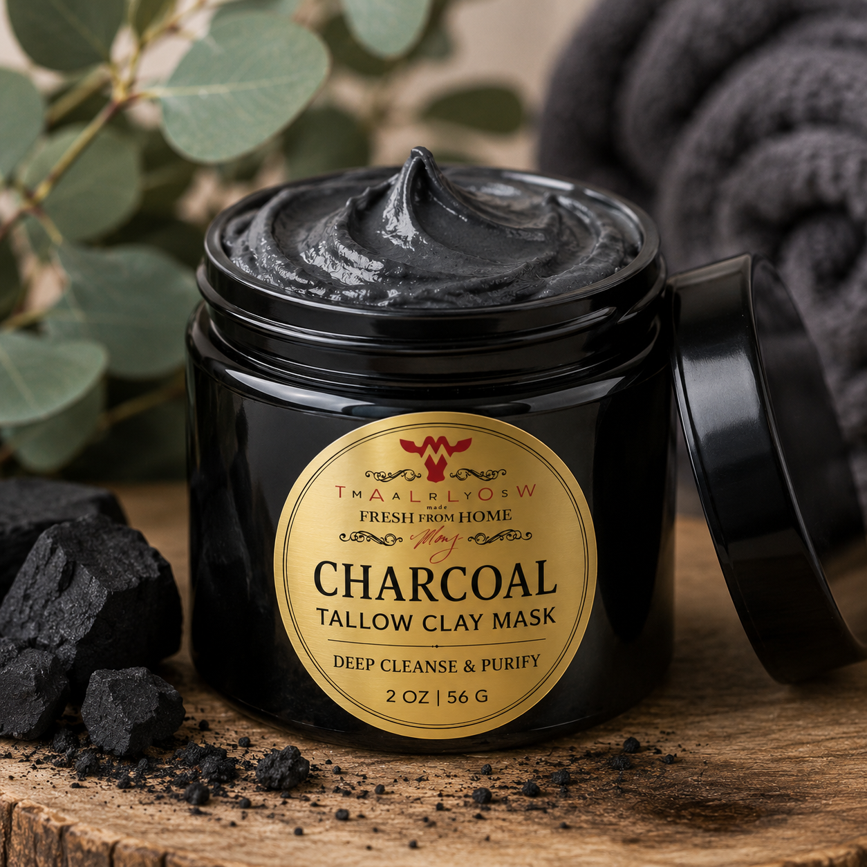 Tallow charcoal clay mask