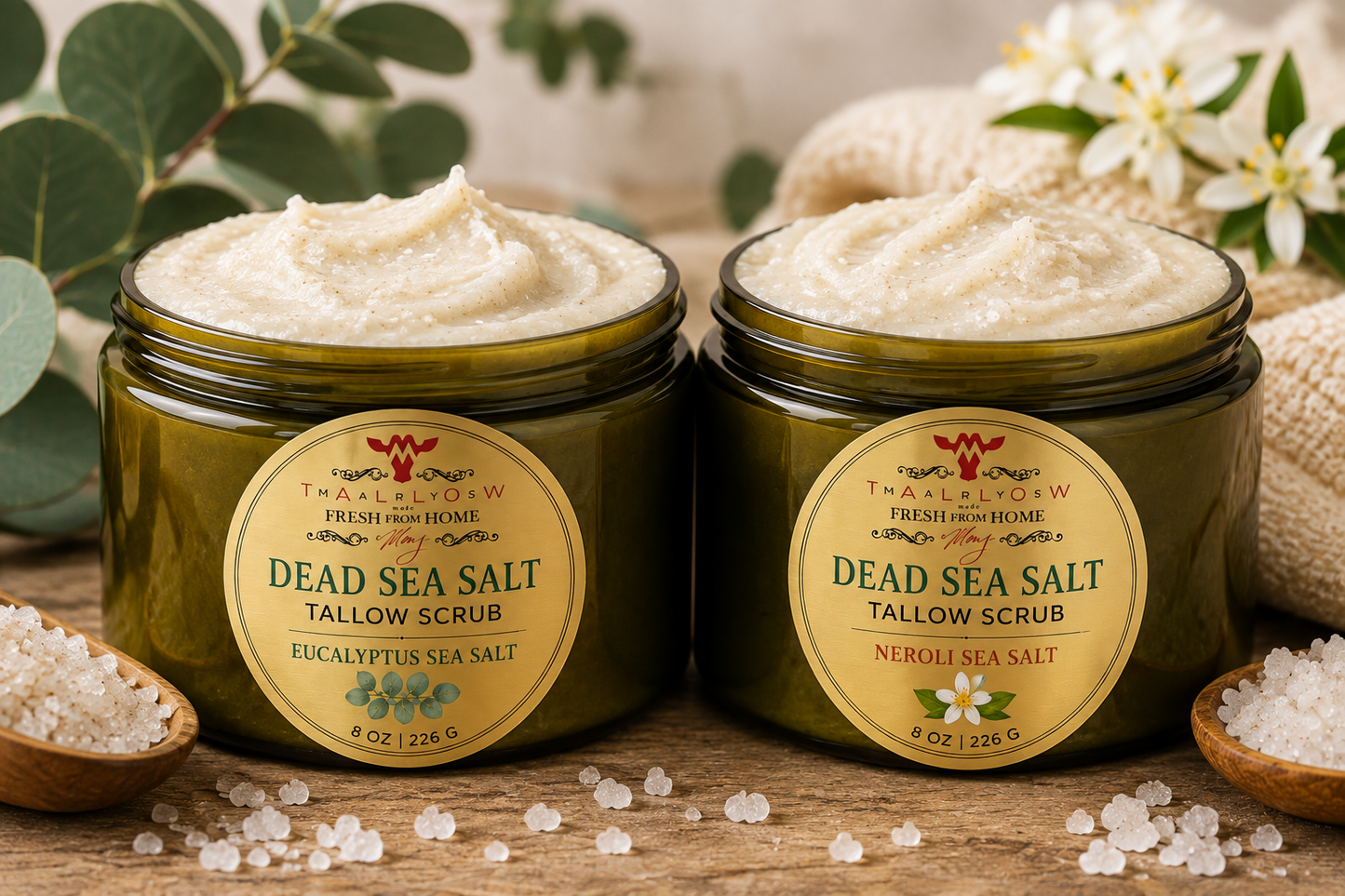 Tallow Dead Sea salt scrub